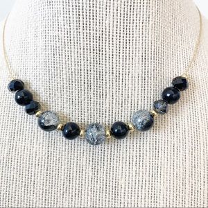 Dainty gold plated black crystal necklace